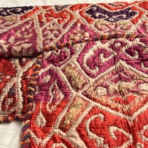 Anthropologie Queen Silk and Cotton quilt and shams